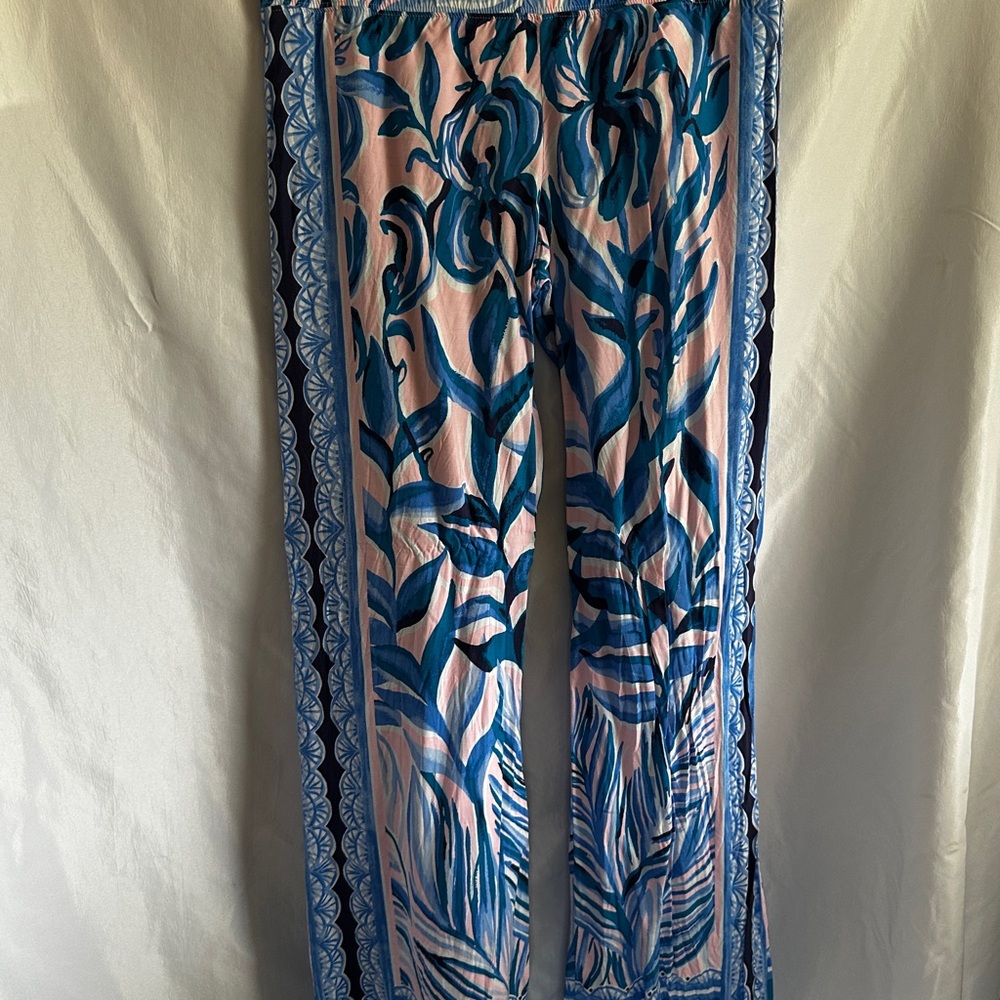 Lilly Pulitzer Bal Harbour Palazzo Pink Tropics Heat Engineered Pants Small
